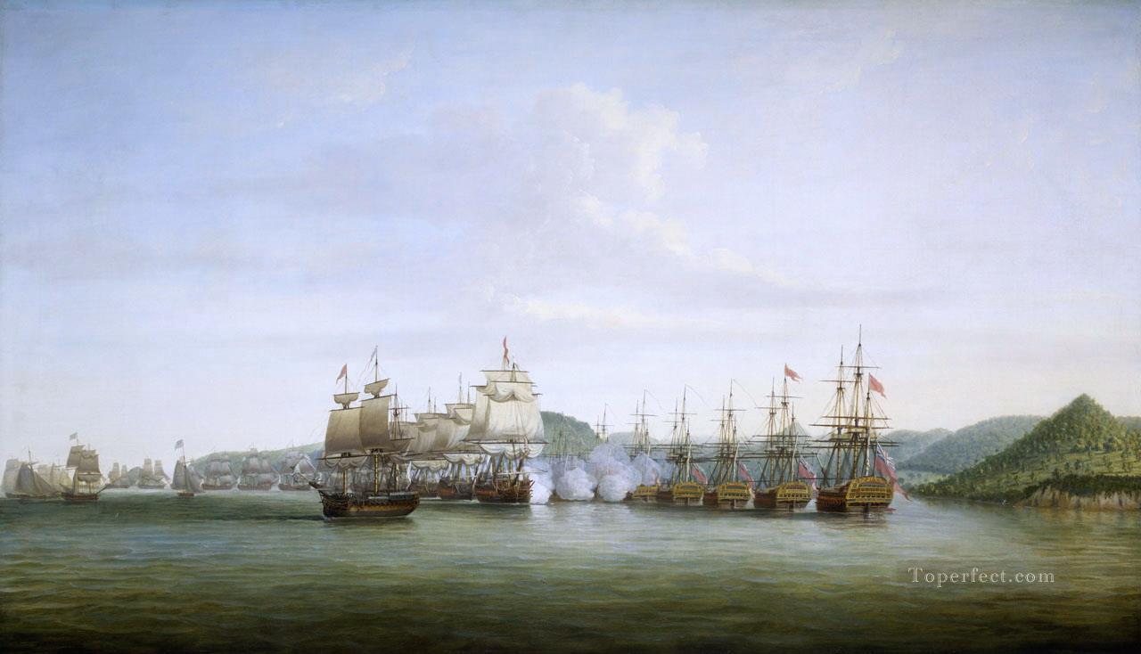 Bataille de Sainte Lucie entre d Estaing et Barrington 1778 Naval Battles Oil Paintings